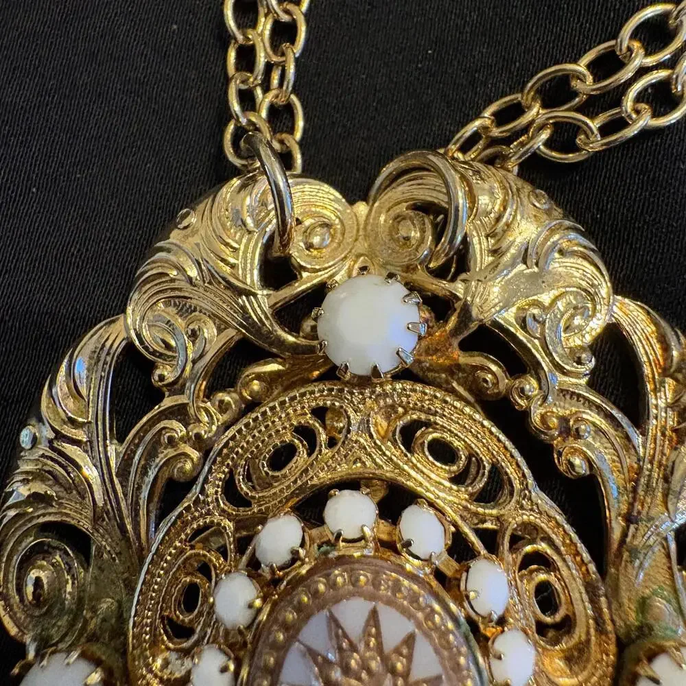 Vintage Hobe Double Strands Gold Tone Bohemian Statement Beaded Chain Necklace - Picture 4 of 9